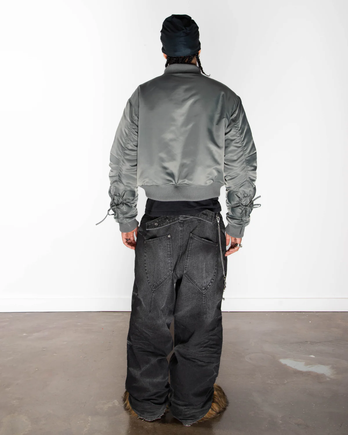 KHAKI FLOWER CHANNELED BOMBER - Image 3