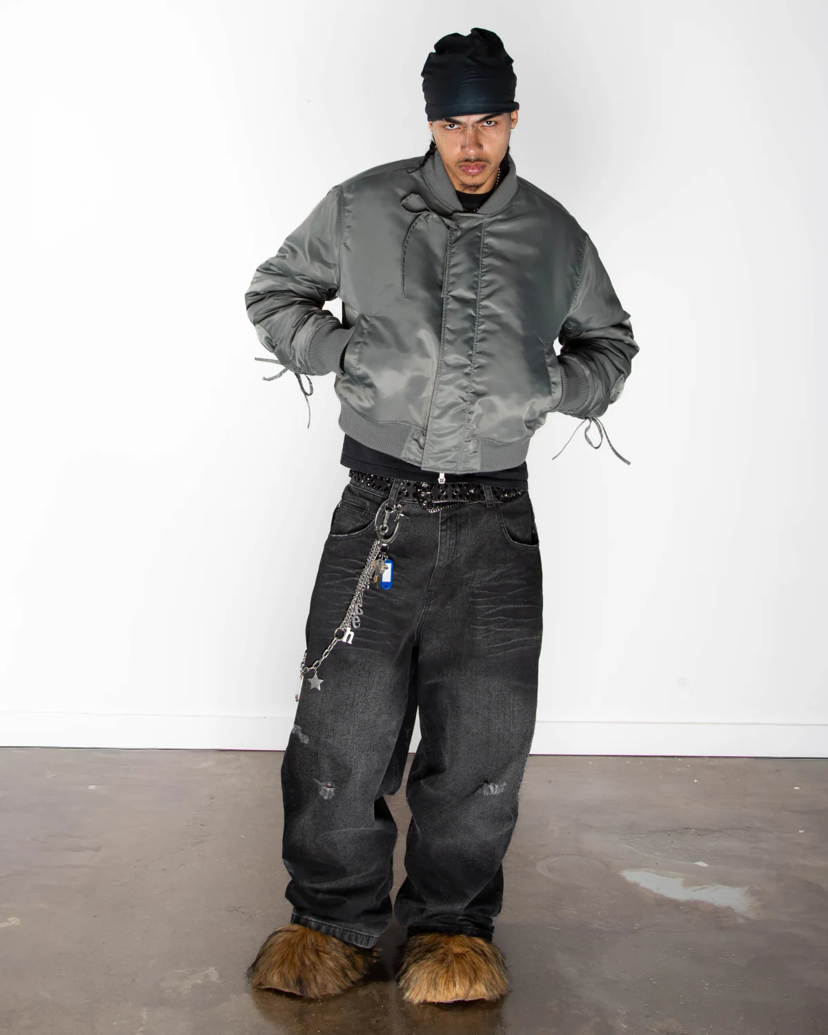 KHAKI FLOWER CHANNELED BOMBER - Image 5